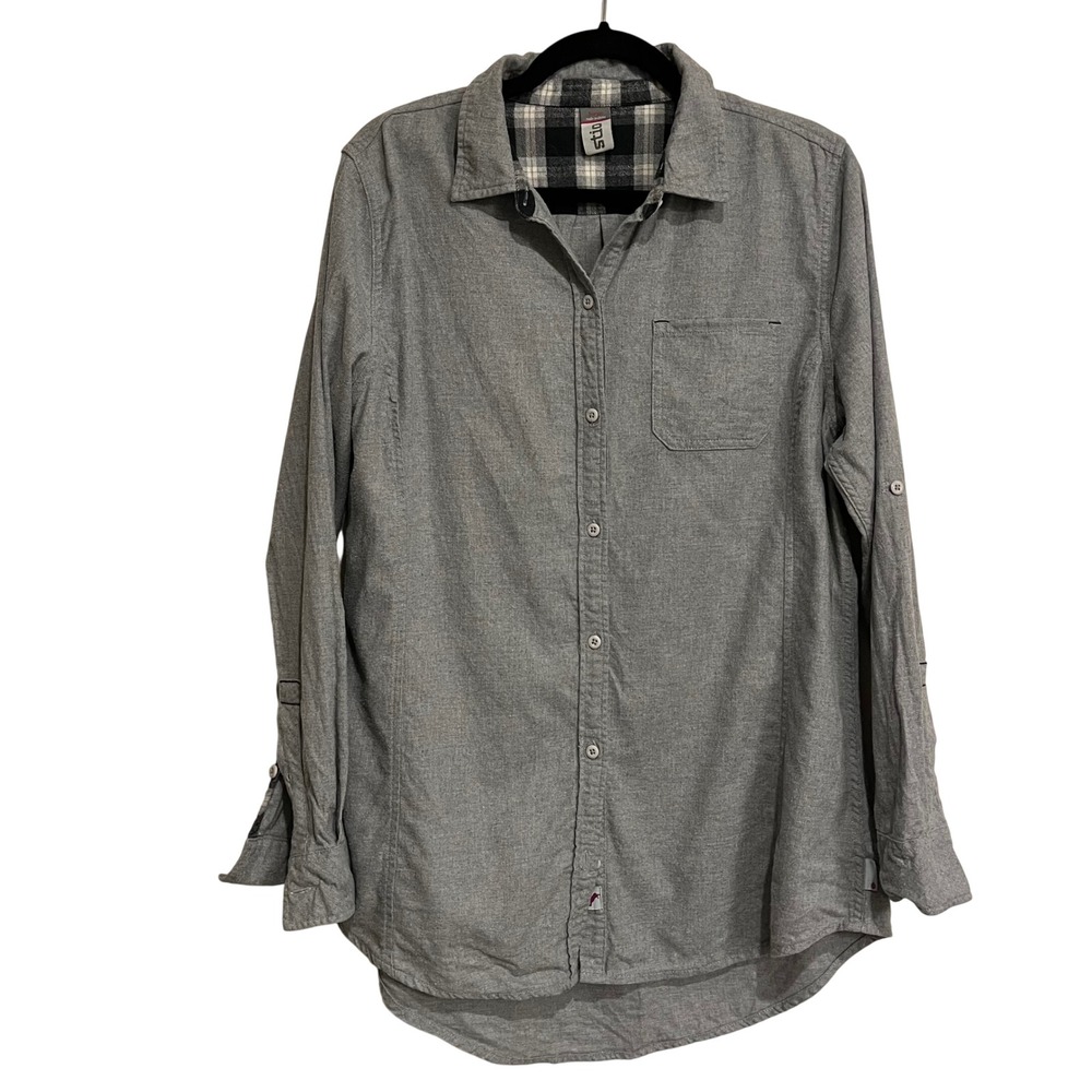 Stio Shirt Long Sleeve Button Down Dovetail‎ Flannel Cabin Gray Womens Large